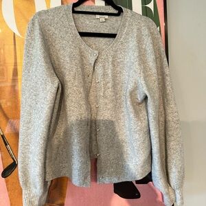Light Grey J. Crew Cardigan Sweater with Pearl Buttons